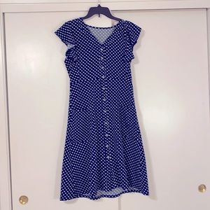 Blue/White Polka Dot Vintage A-Line Dress